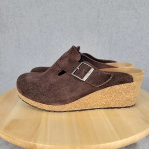 Birkenstock Papillio Mujer 11 EU 42 Mula Cuña Riñonera Hebilla Marrón Gamuza Tacón - Imagen 1 de 10