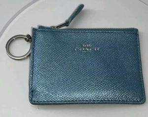 COACH Pebble Leather Mini Skinny Id Case/Card Key Metallic  - Picture 1 of 5
