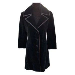 Vintage Surrey Classics of Canada Velveteen Coat 60s Black Velvet Overcoat - S - Picture 1 of 11