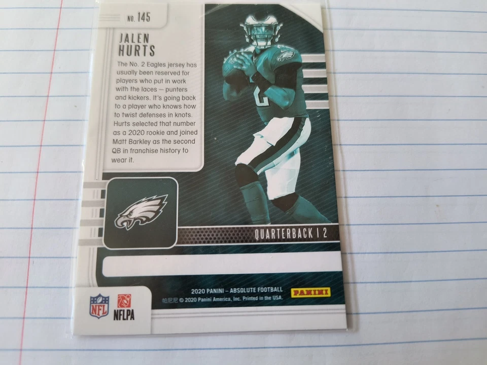 2020 Panini Absolute Football #145 Jalen Hurts Rookie Eagles RC - Image 1 of 4
