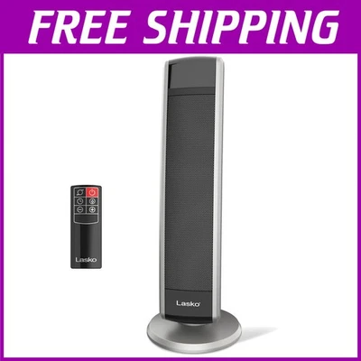 Ceramic Tower Heater with Remote Control, 1500W, Black - Image 1 of 4