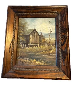 J. Medina Signed  8 X 10 Oil Painting On Canvas - Farm Landscape - EX Condition - Picture 1 of 6