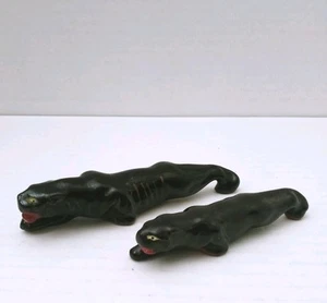 Stalking Black Panther Vintage MCM Figure Japan Redware 5 1/4" 4 1/8" Set Of 2 - Picture 1 of 16