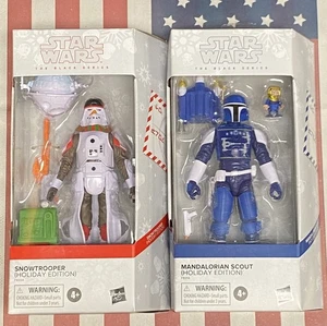 STAR WARS BLACK SERIES HOLIDAY EDITION SNOWTROOPER & MANDALORIAN SCOUT! VERSIEGELT! - Bild 1 von 22