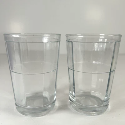 Vintage Pasabahce Rectangle Design Set of 2 Juice Glasses 4" Retro MCM Geometric - Image 1 of 4