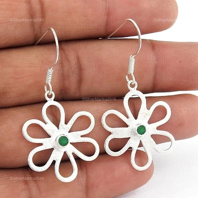 Onice Gemma Lunetta Fiore Pendenti Agosto Birth Orecchini Gioielli 925 Argento - Immagine 1 di 4