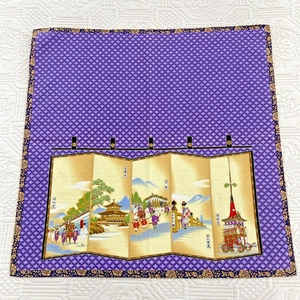 Mini Cotton Table Cloth Runner w Japanese Folding Screen Pattern Handkerchief - Picture 1 of 16
