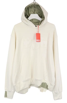 Sweat À Capuche DIESEL S-Macrot Pour Homme LARGE Distressé Beige - Photo 1/4