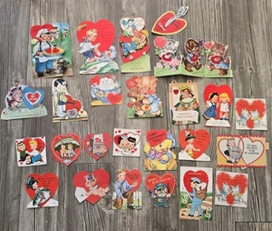 Vintage Valentines Day Cards Die Cut, Folded - Mixed Lot of 25 - Picture 1 of 15