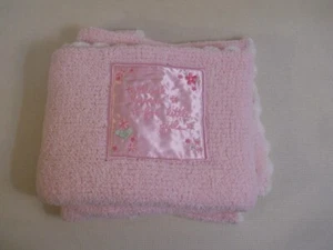 Rare Just One Year pink chenille baby Blanket Thank Heaven Little Girls HTF - Picture 1 of 3