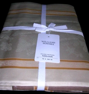 WILLIAMS SONOMA FOLIAGE JACQUARD OAK 100% COTTON TABLECLOTH 70X108 PORTUGAL NWTG - Picture 1 of 15