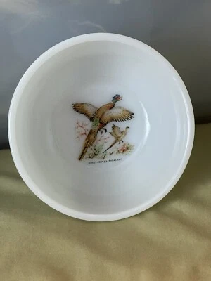 Tazón de sopa de cereal vintage de 5" faisán con cuello anillo Fire King Foto 1 de 4