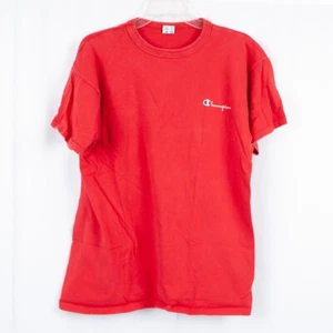 Champion VTG Vintage 90's Solid Bold Red Cotton Mens T Shirt - XL USA - Picture 1 of 5