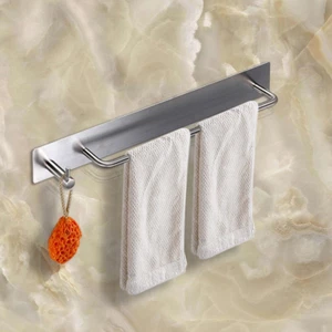 Towel Bar Rack with Hook 3M Self Adhesive Holder Organizer for Bathroom Kitchen - Picture 1 of 7