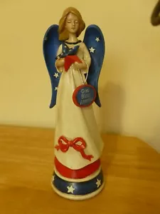 God Bless America rot weiß blau Frau Engel Figur 10,25" groß - Bild 1 von 4