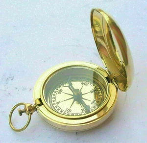 Brújula de bolsillo náutica latón sólido vintage navegación brújula con botón pulsador - Imagen 1 de 4
