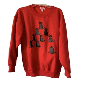 Vtg Women's Orvis Red Dog Pyramid Sweatshirt Squeaky Long Sleeve Sz Large Granny - Picture 1 of 6