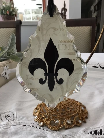 Fleur-De-Lis Large Hanging Glass Window Pendant Ornament Christmas Ornament Cover