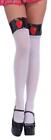 Teacher's Pet White Costume Thigh High Stockings With Apples One Size