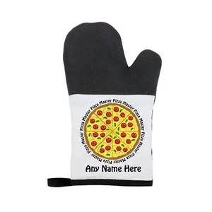 Personalised Pizza Master Slice Rubber/Canvas Material Oven Mitt/Glove Christmas - Picture 1 of 3