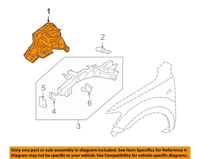 Cubierta del panel del delantal del guardabarros delantero izquierdo HYUNDAI OEM 10-12 Santa Fe 645010W500 Foto 1 de 2