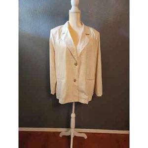 Cyrus taupe Damen-Blazer 2 Knöpfe vorne Verschluss Gingham Größe Medium - Bild 1 von 15