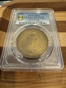 1933 PCGS SP63 C-30 36MM “Hitler as Chancellor” Bronze Germany Third Reich Medal - Picture 1 of 4