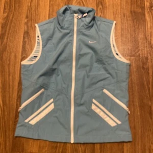 Vintage Nike Vest Jacket Kids 8-10 Youth Medium Baby Blue Full Zip Gray Tag - Picture 1 of 6