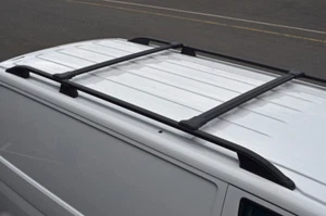Black Cross Bar Rail Set For Roof Bars To Fit Volkswagen Caravelle (2016+) - Picture 1 of 6