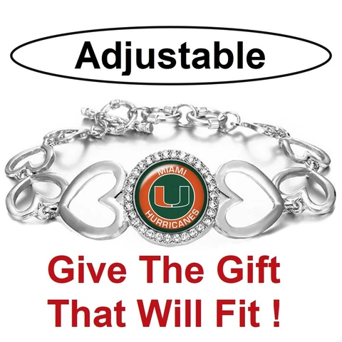 Speial Miami Hurricanes Womens Silver Heart Link Bracelet w Gift Pkg D27 Cover
