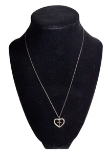 Gold over Silver CZ Cross in Heart Pendant 18" chain - Picture 1 of 5