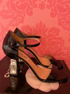 MIU MIU - Black Patent Vernice Jeweled Heel - 37.5/7.5 - Picture 1 of 5
