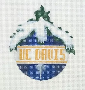 Associated Talents AT needlepoint HP canvas UC DAVIS ornament 18mesh 3"x3.5" - Picture 1 of 6