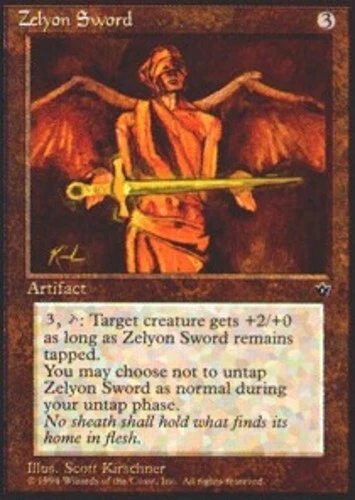 Zelyon Sword ~ Heavily Played Fallen Empires MTG Magic UltimateMTG Artifact Card - Image 1 of 1