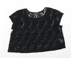 Original Womens Black Polyester Cropped T-Shirt Size 14 Round Neck