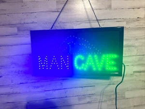 Man Cave LED Animated Bright Sign 19 x 9.5 Window Retail Bar Store Neon Wall - Picture 1 of 12