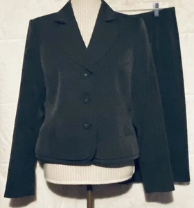 Kasper Women’s Skirt Suit Size 8 Black Small Dot Lined Blazer & Skirt Set - Picture 1 of 13