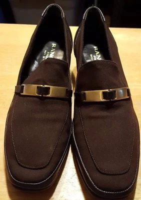 Rangoni Firenze shoes ITALY made brown size 6 1/2-M women leather/fabric slip on - Image 1 of 4