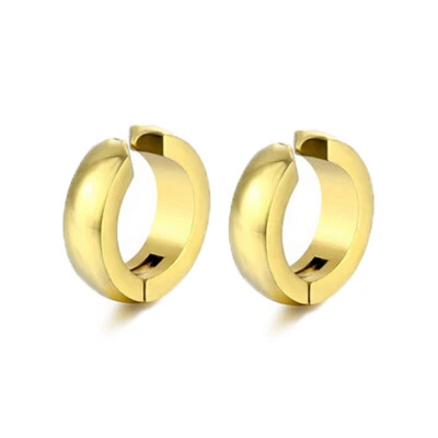 2PCS Non-Piercing Fake Ear Stud Cuff Hoop Earrings Stainless Steel for Men Women - Image 1 of 4