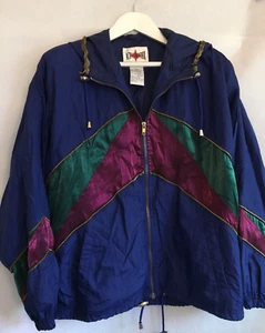 Vintage Active Frontier Retro Hooded Jacket Womens Large Blue Purple Lined Zip - Picture 1 of 11