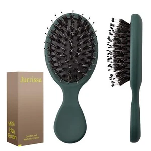 Mini Boar Bristle Hair Brush Travel Small Detangler Brush for Men Women Kids - Picture 1 of 8