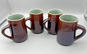 Vintage Red Wing Keramik Tassen 4er Set braun glasiert USA Kaffeetassen 1950er 16 Oz - Bild 1 von 10