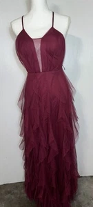 Social Couture Juniors 7/8 Maxi Burgundy Red Dress Prom Formal Wedding Boho - Picture 1 of 7