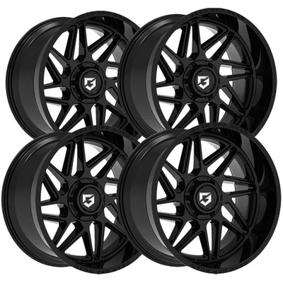 (Set of 4) Gear 761B Ratio 20x12 6x135/6x5.5" -44mm Gloss Black Wheels Rims - Image 1 of 4