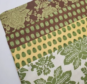 Lila Tueller Fabric Floral 4 PCS Set Brown Green Sew Quilt Cotton OOP ONE YARD - Picture 1 of 1
