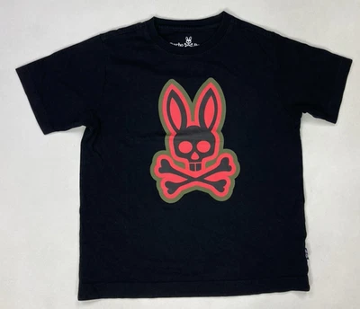 Psycho Bunny Graphic T-shirt Boys Size Small 7-8 Black Big Logo Short Sleeve - Image 1 of 4