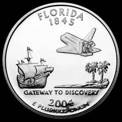 2004 S Florida Silver Proof Statehood Washington Quarter from Proof Set - Image 1 of 2