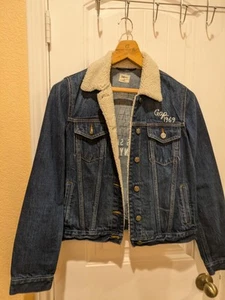 GAP Vintage Times Square New York Denim Jean Jacket Embroidered Womens M USA - Picture 1 of 10
