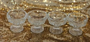Lot of 4 Rare Vintage Glass Pedestal Dessert Custard Cup Bowl Star Plume EAPG - Picture 1 of 18