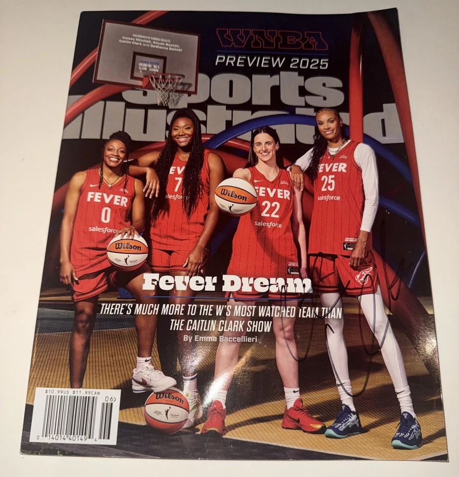 CAITLIN CLARK SIGNED SPORTS ILLUSTRATED MAGAZINE WNBA INDIANA FEVER W COA - Image 1 of 2